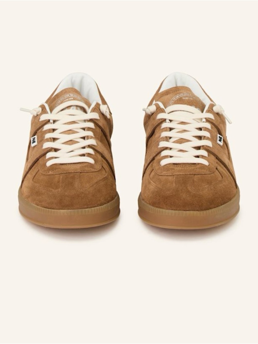 P448 Women's Suede Low-Top Sneakers in Tan with Cream Laces